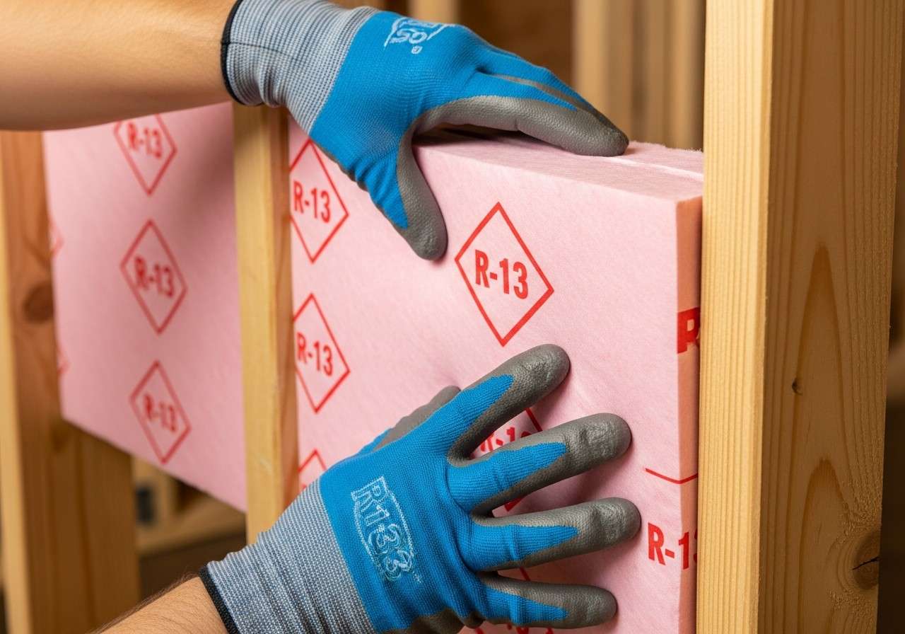 Insulation installation detail, Grizzly Insulation Co. serves Denver and the surrounding areas.
