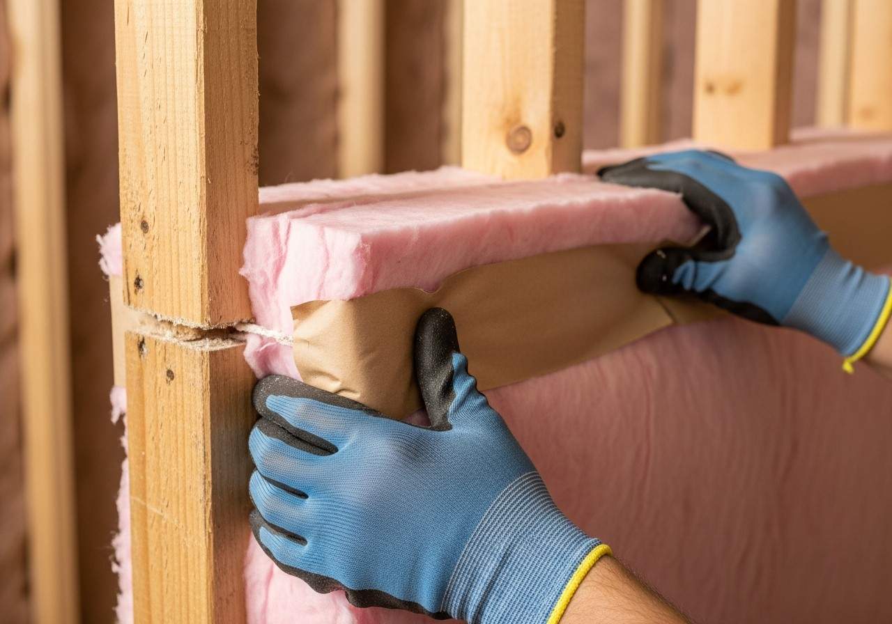 Insulation installation detail. Grizzly Insulation Co. serves Denver and surrounding areas.