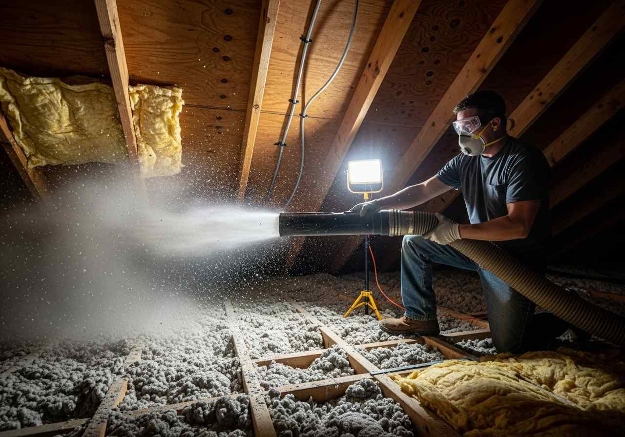 Insulation installation detail. Grizzly Insulation Co. serves Denver and surrounding areas.