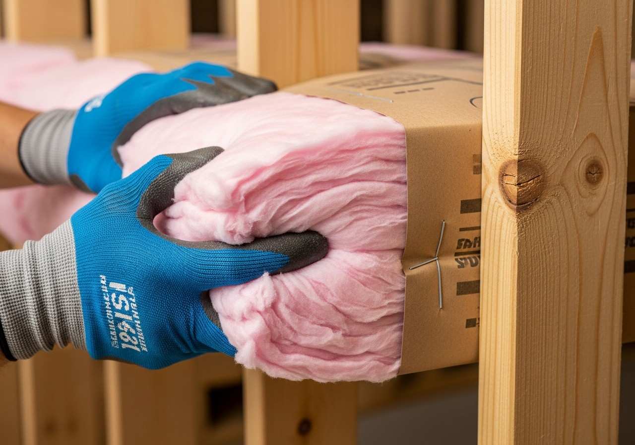 Insulation installation detail. Grizzly Insulation Co. serves Denver and surrounding areas.