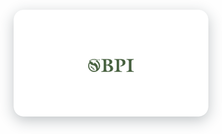 BPI logo centered on a white rounded card or panel