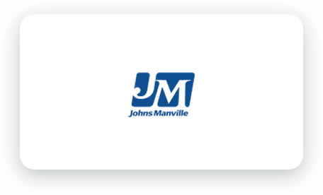Johns Manville (JM) logo on a white rounded-rectangle background.
