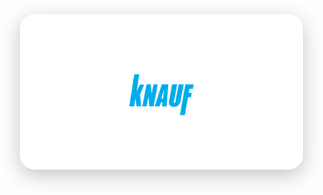Blue Knauf logo centered on a white rounded-rectangle card.