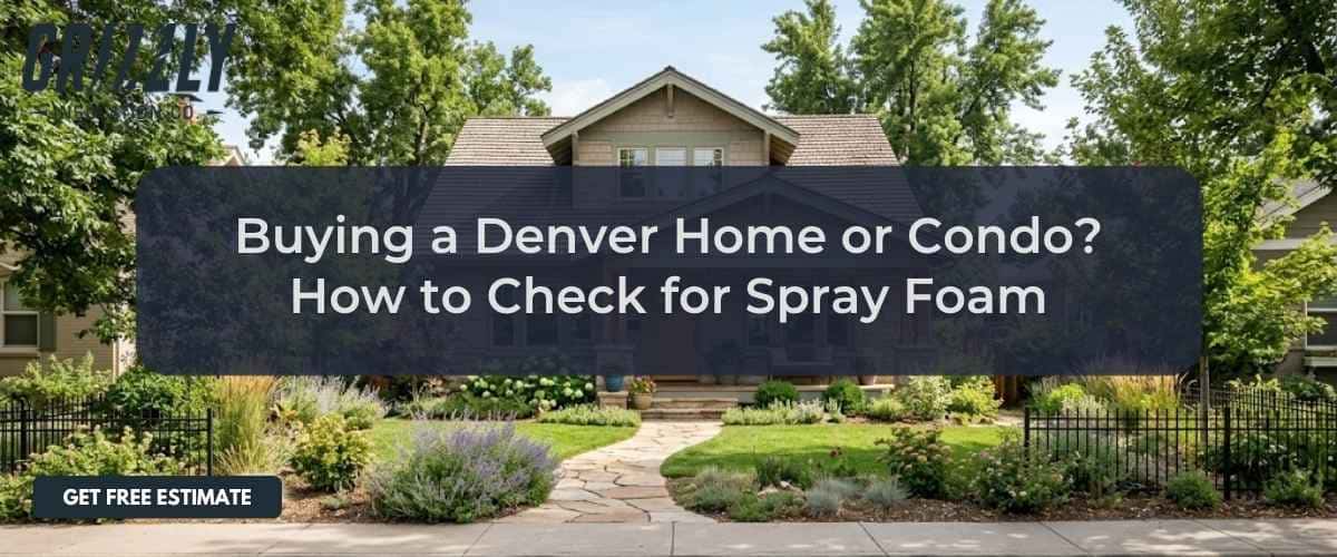 Hero image: Denver home guide on checking spray foam, with a 'Get Free Estimate' button.