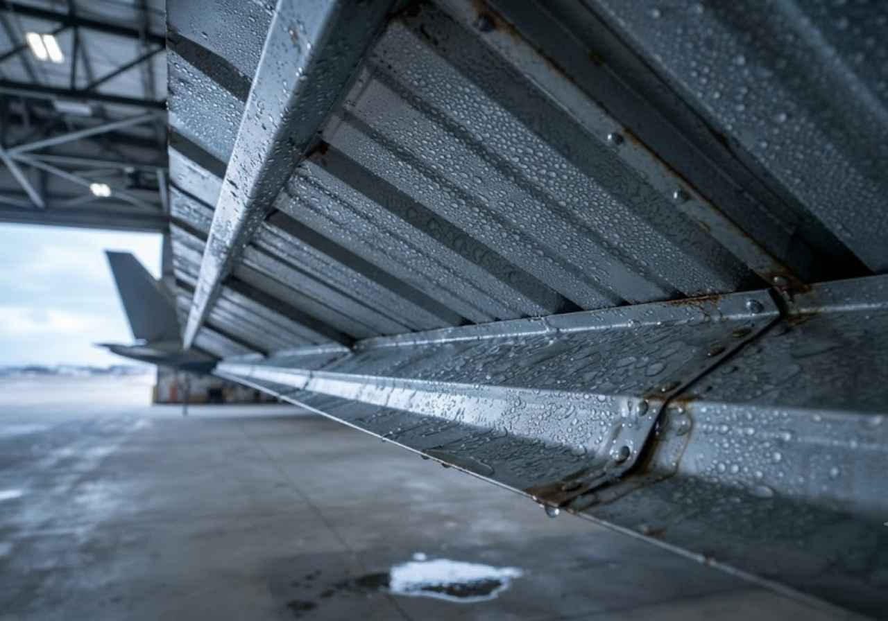 Condensation risk on an uninsulated Denver aircraft hangar roof deck