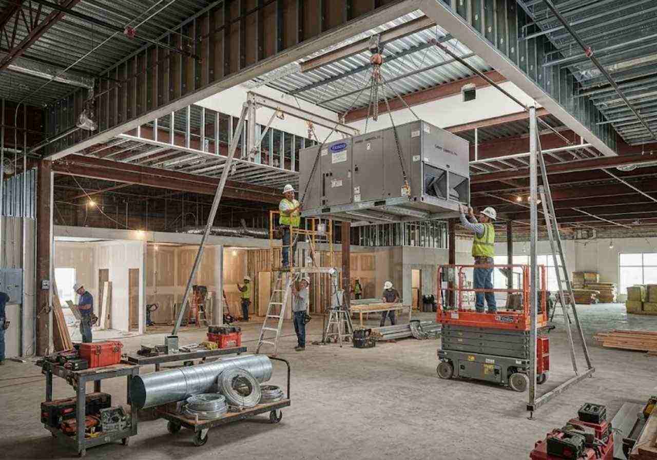 HVAC installation during a Denver commercial remodel