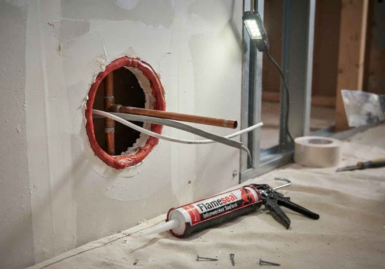 Sealed wall penetration during a Denver commercial remodel