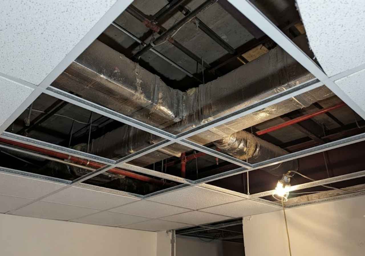 Shared ductwork above a Denver condo ceiling plenum