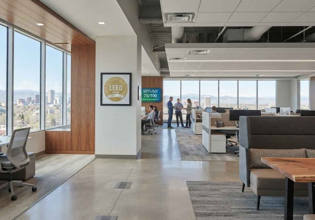 Finished energy-efficient office space in a Denver LEED building