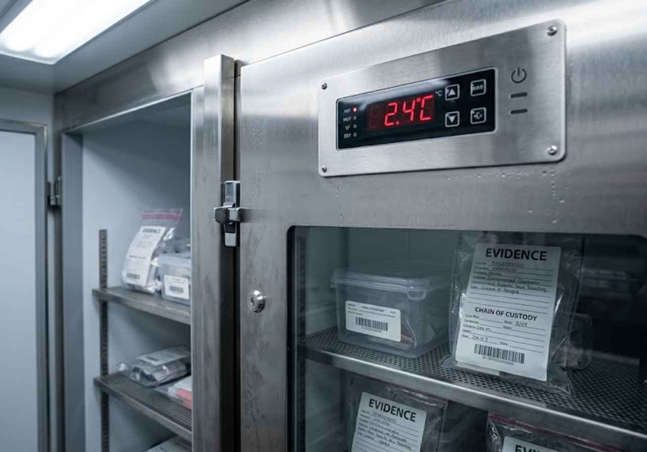 Refrigerated evidence locker in a Denver evidence room