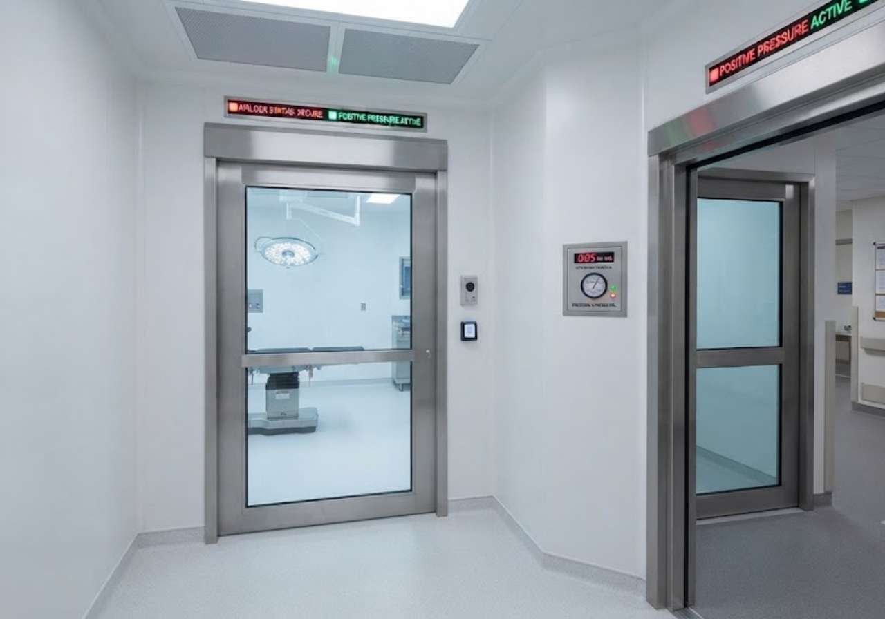 Positive pressure corridor outside a Denver operating room