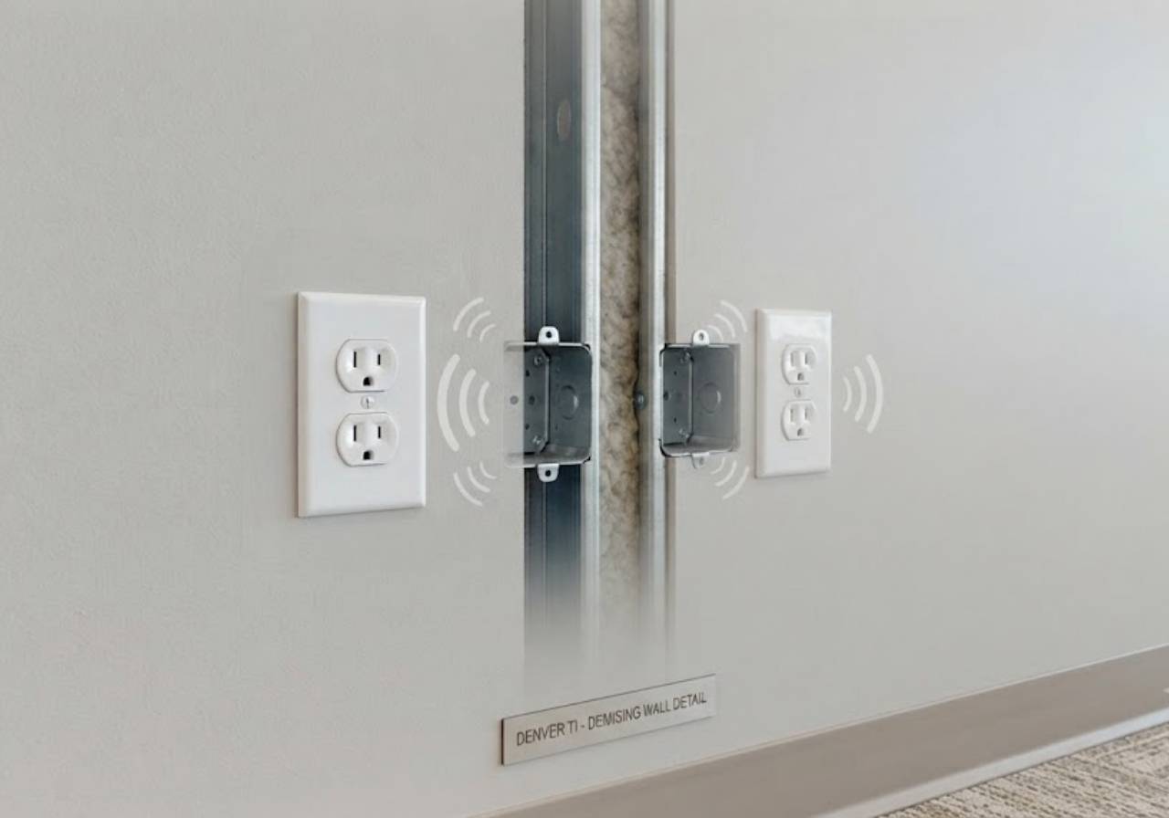 Outlet placement risk in a Denver tenant improvement demising wall