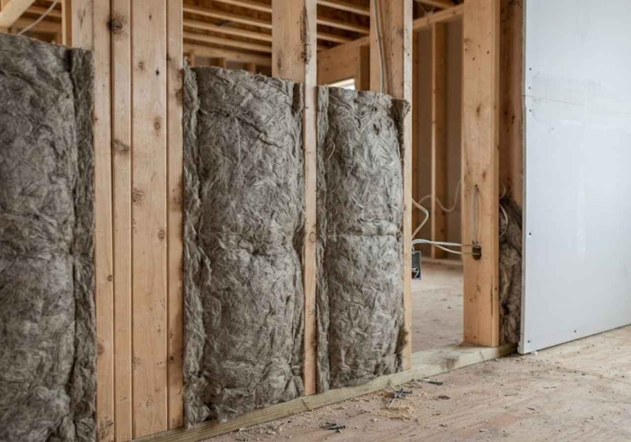 Mineral wool insulation in a Denver townhome party wall