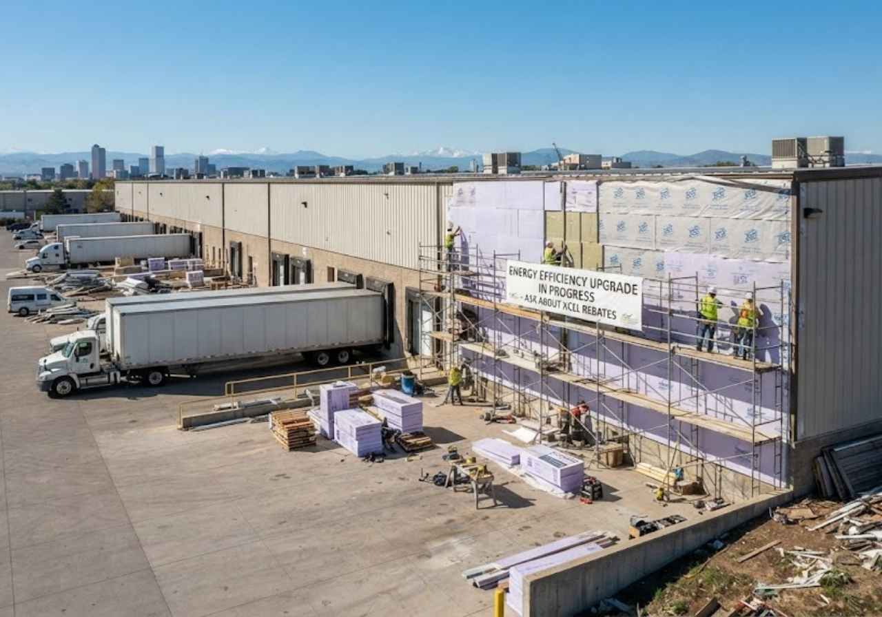 Denver warehouse loading dock during an insulation upgrade