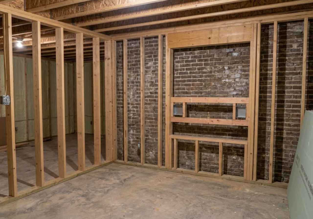 New 2x4 stud wall inside an older Denver brick wall
