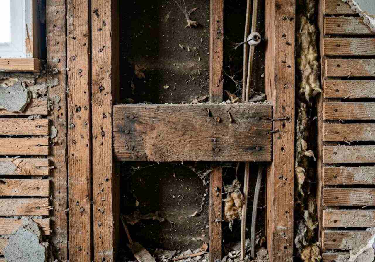 Fire block inside an older Denver wall cavity