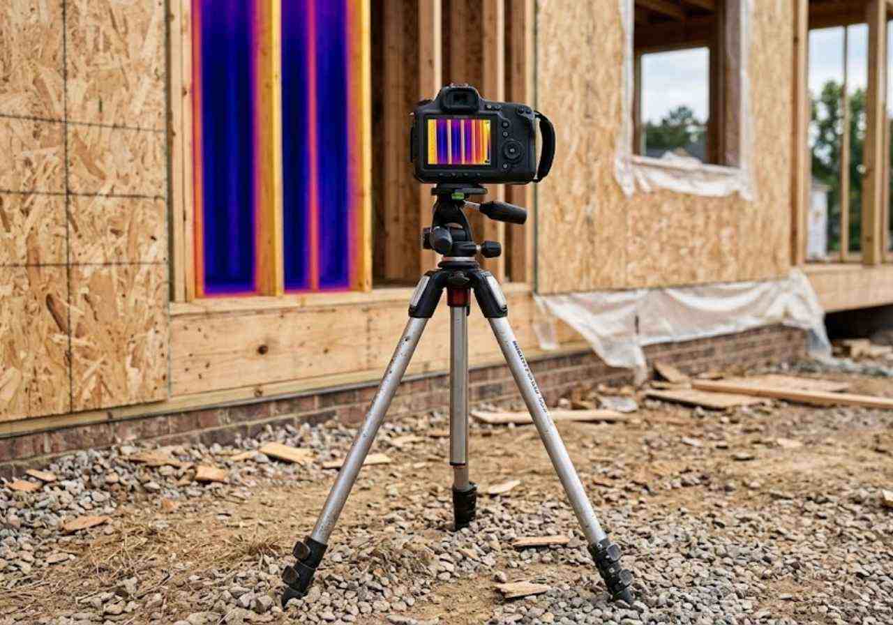 Thermal image showing empty, cold wall cavities