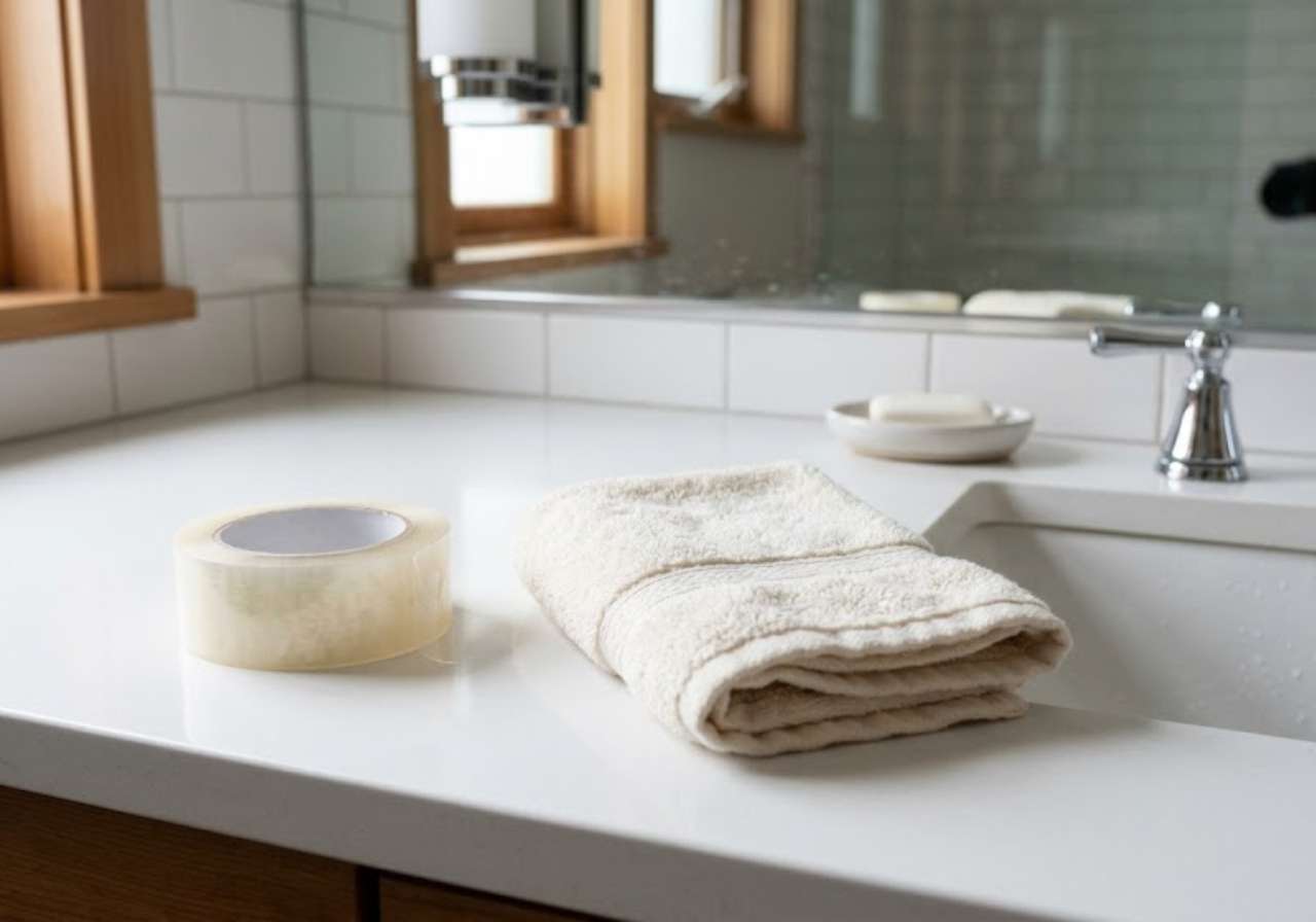 Tape and washcloth for removing fiberglass from skin