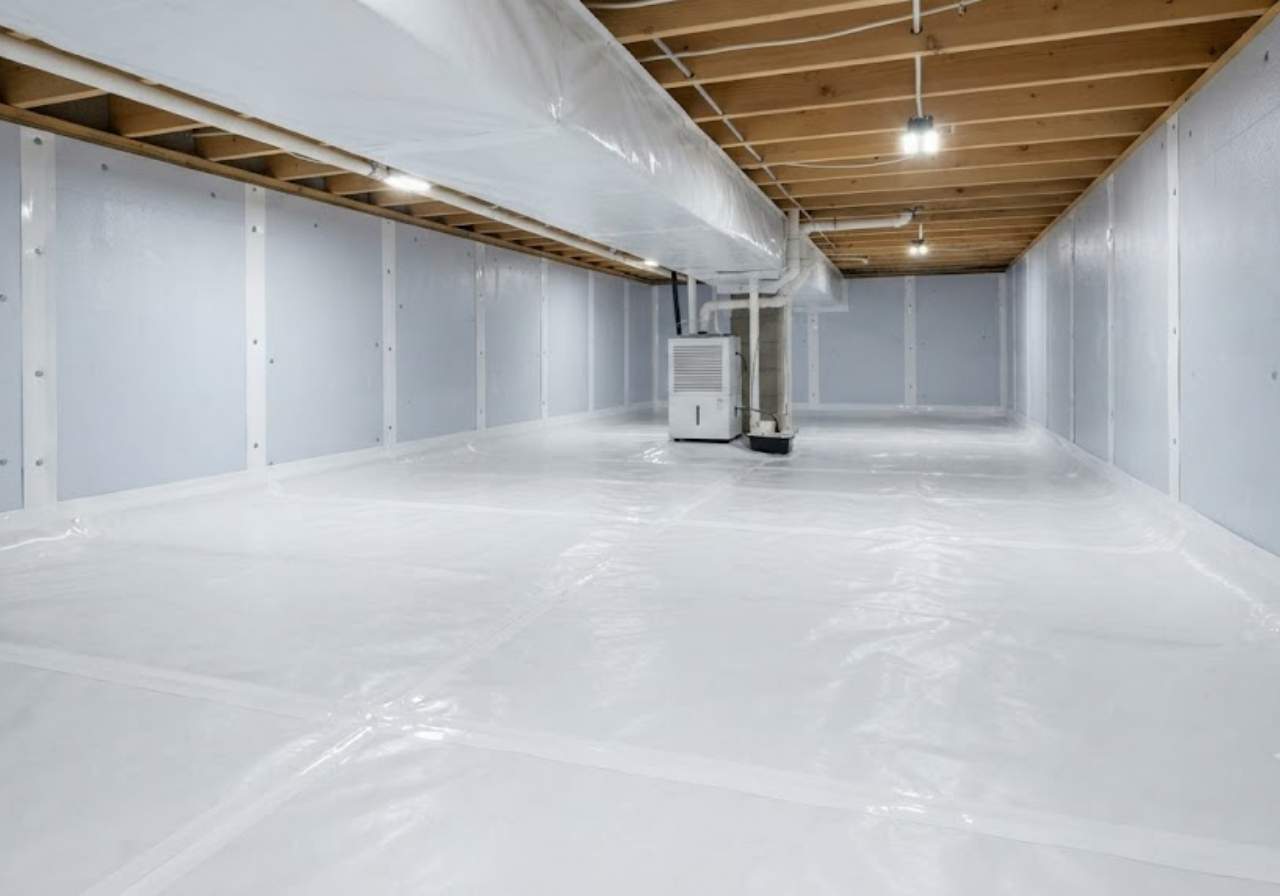 Sealed crawl space with insulated foundation walls