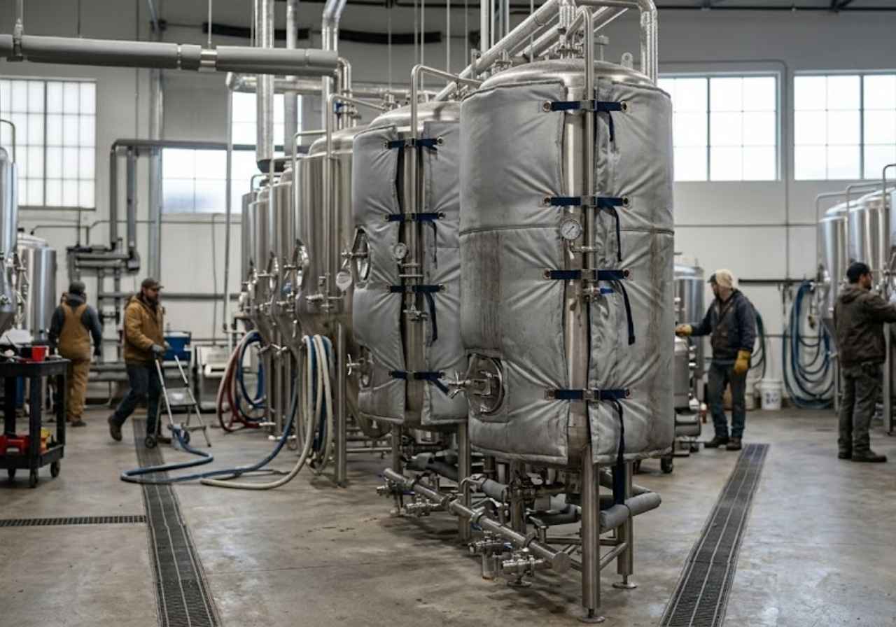 Insulated process tanks in a Front Range brewery