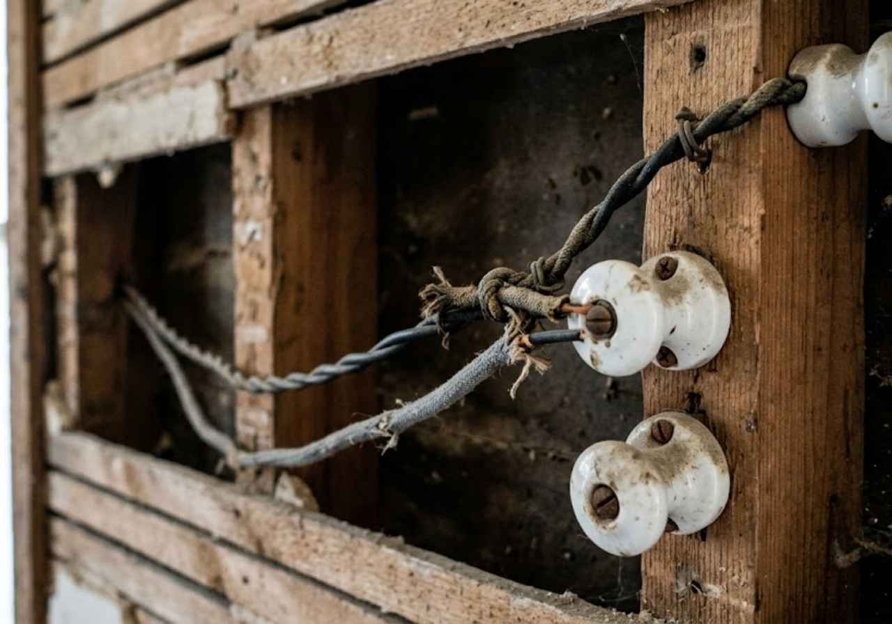 Knob-and-tube wiring inside an older Denver wall