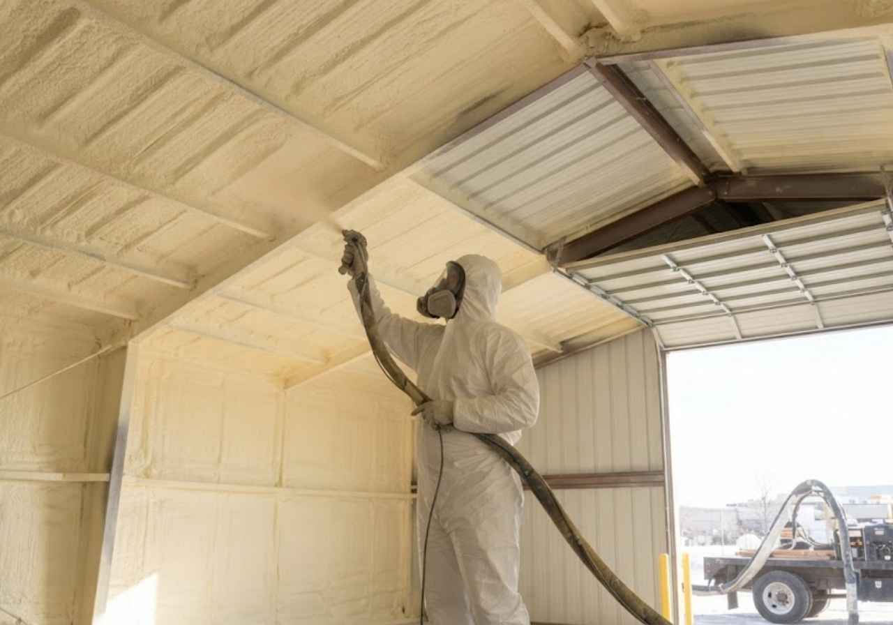 Closed-cell spray foam applied to a Denver steel building roof