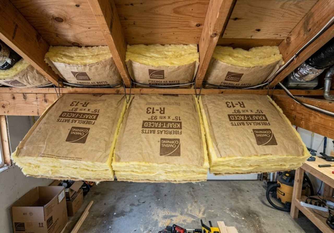 R19 batts in a floor over a Denver garage