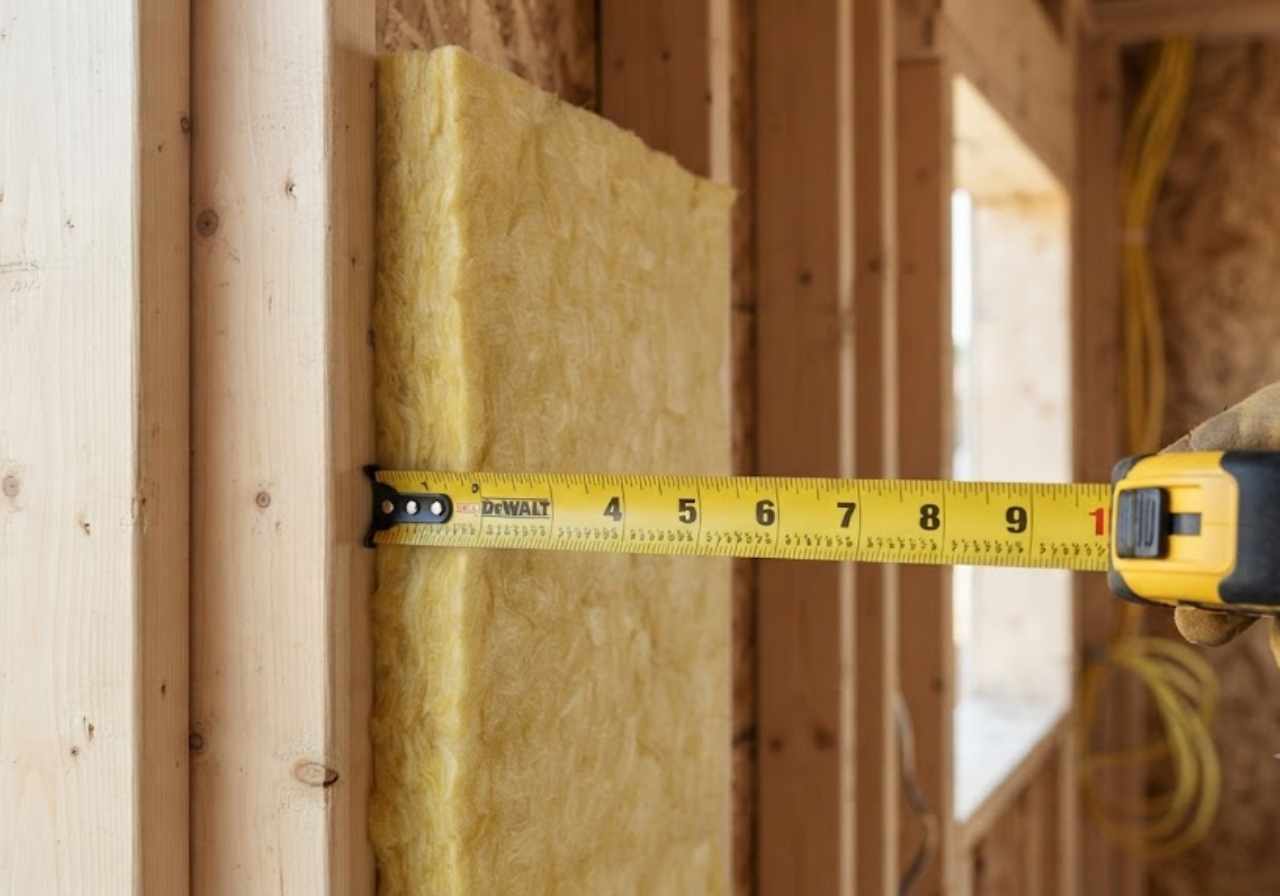 R21 batt measured flush with a 2x6 stud