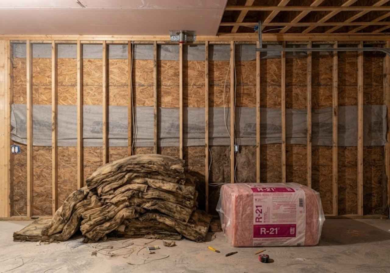 Old batts replaced with R21 during a Denver remodel