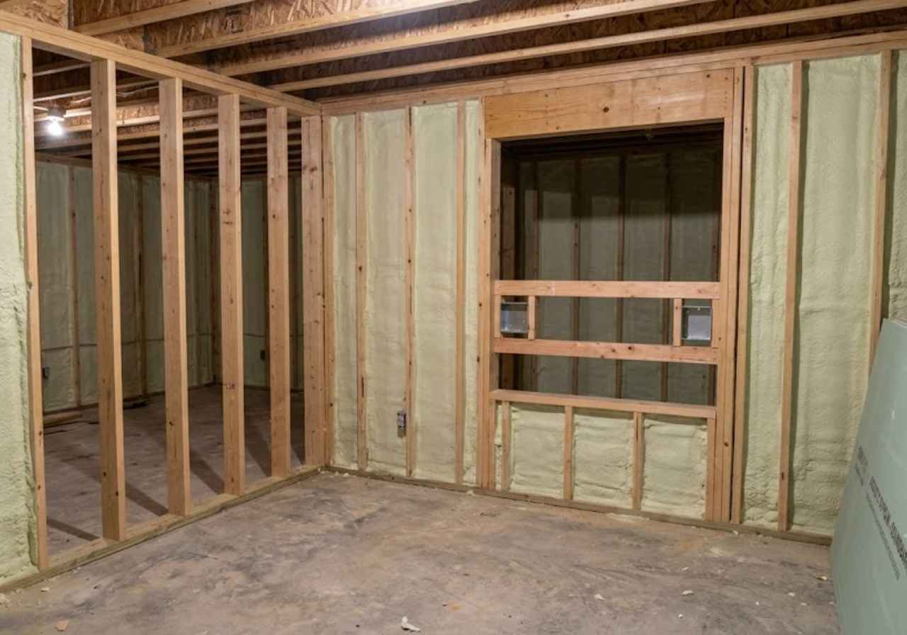 Double stud wall for a Denver basement home theater