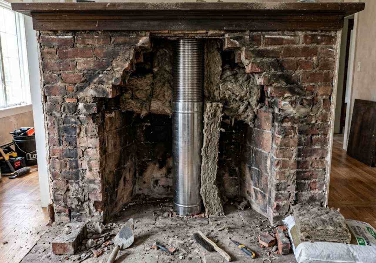 Vermiculite insulation around a chimney liner