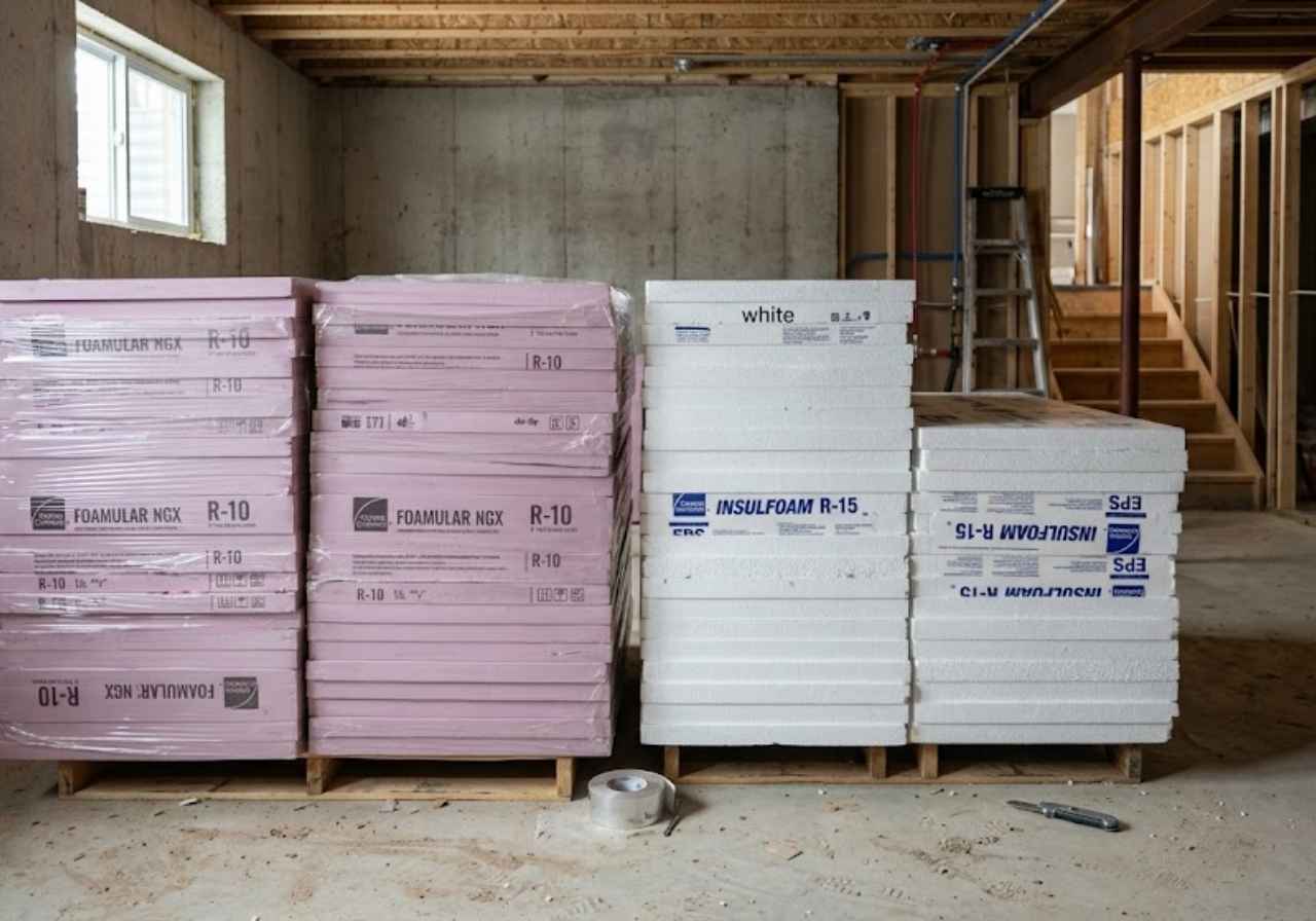 Extruded and expanded polystyrene foam boards
